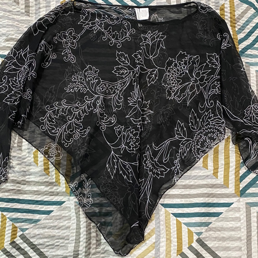Floral Black Sheer Swim Coverup
